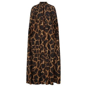 TWOTWINSTYLE Female Cardigan Coat O Neck Cloak Sleeve Print Leopard Maxi Cloaks For Women 2019 Autumn Vintage Fashion Tide