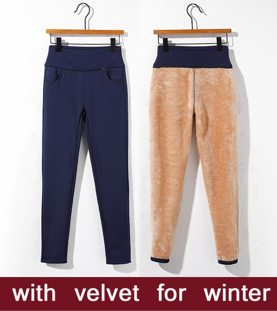 high waist pants for women pantalones mujer trousers women's pants harajuku skinny winter warm thick fleece leggings Plus size