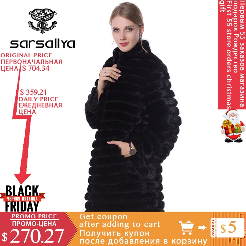 SARSALLYA 2016 New Mink Coats Women Real Fur Coat Natural Fur Coats Woman's Winter Jackets Fox Fur Coat Fox Fur Vest