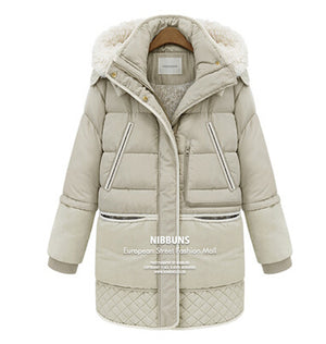 winter thick down jackets white duck feather lamb wool imitation women's down coat outerwear parkas overcoat QY15061702