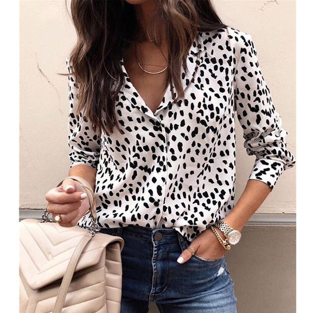 Chiffon Blouse For Women Sexy Leopard Printed Shirts Spring Long Sleeve Tops Blouse Plus Size Tops Blusas Mujer De Moda 2018